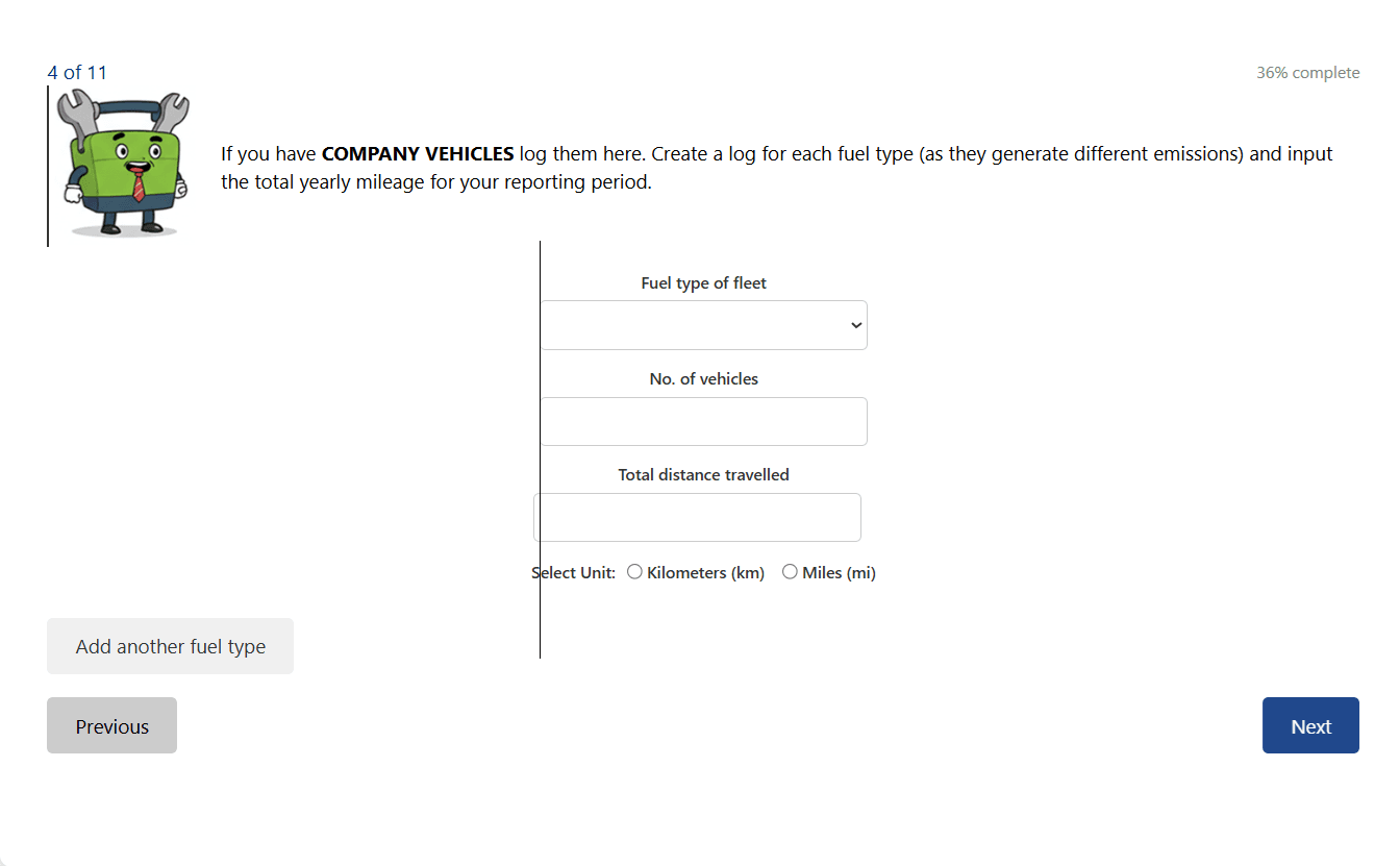 Carbon calculator application