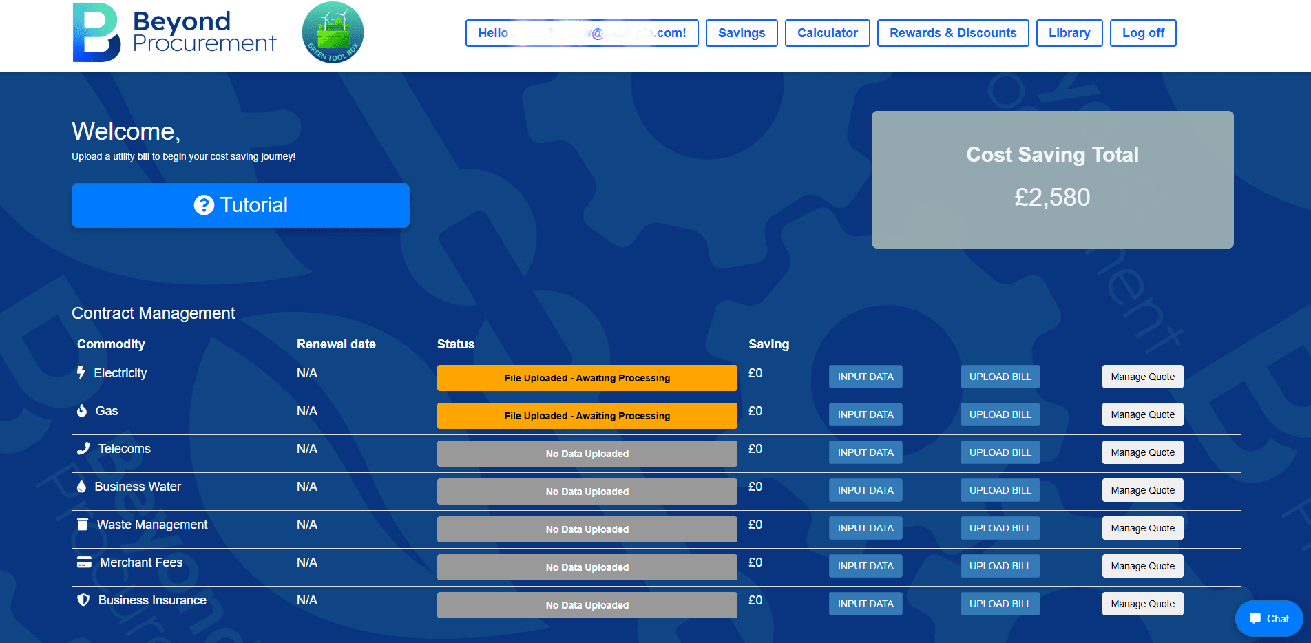 Toolbox platform dashboard